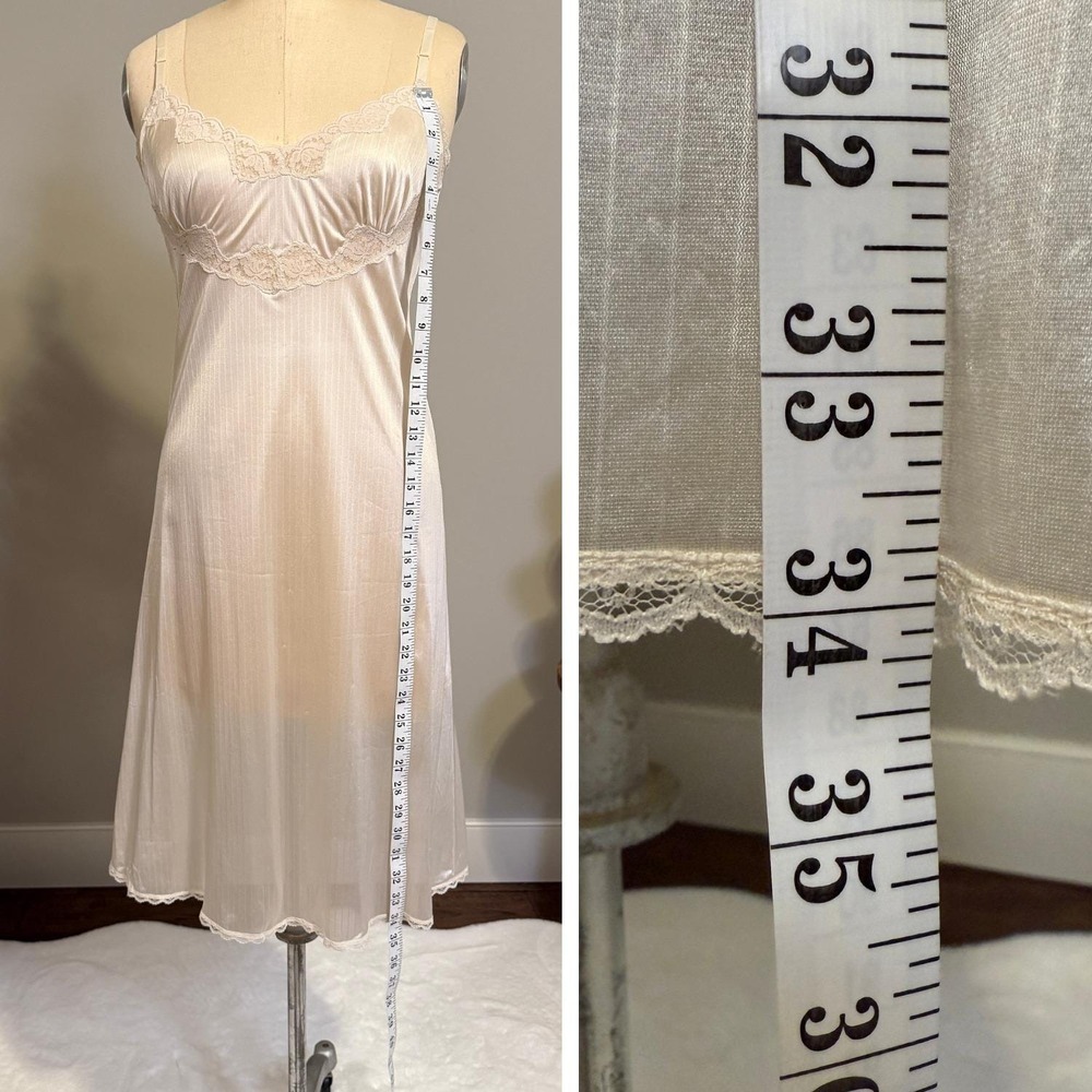 Elizabeth Gordon Vintage Nightgown Slip Ivory Nylon Lace Small Minimal - Picture 15 of 15